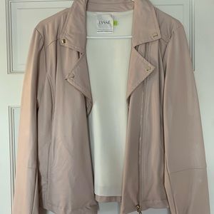 Blush Pink Leather Moto Jacket